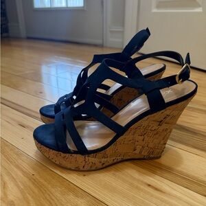 Xappeal Navy Strappy Wedge Sandals